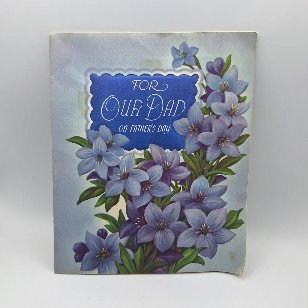 Vintage Fathers Day Card For Our Dad Blue Flowers Rust Craft‎ Boston